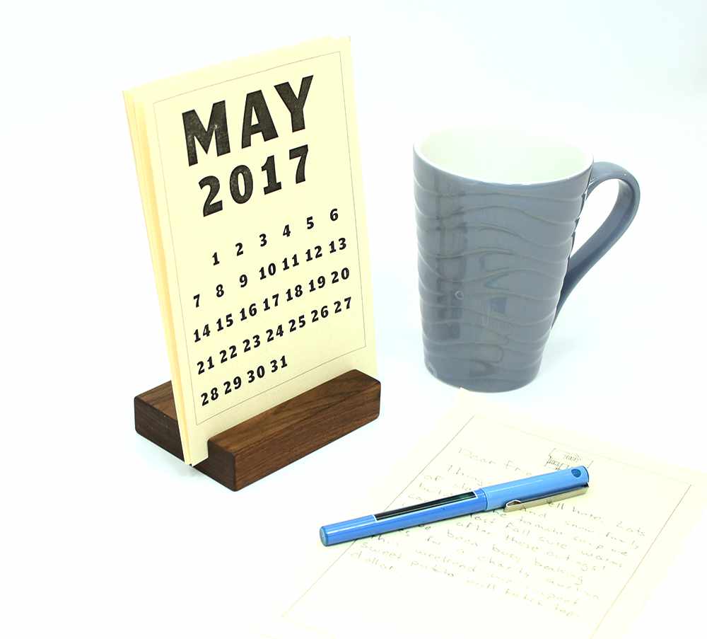 Wood Block Desk Calendar Stand Happy Bungalow